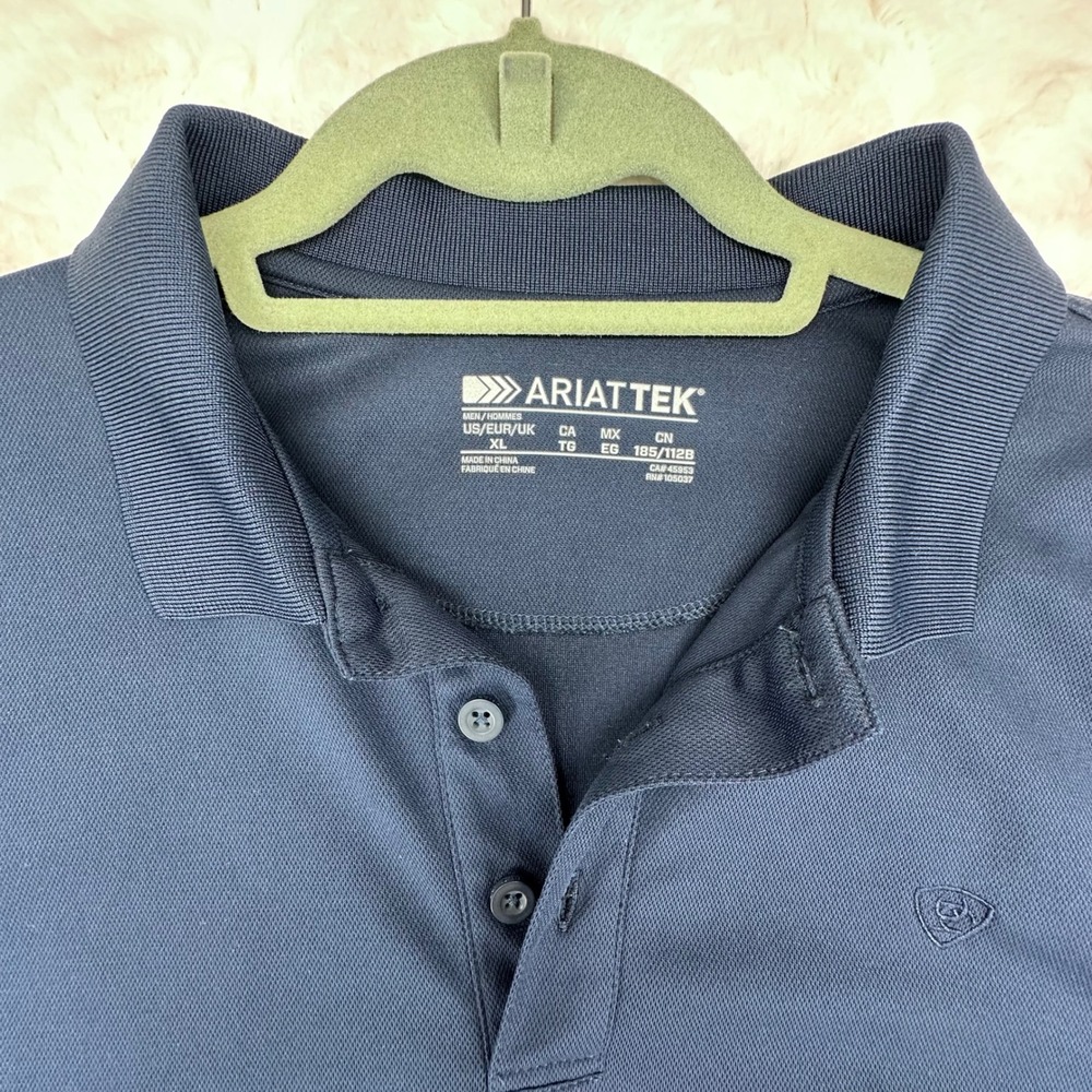 Ariat Mens AriatTEK Navy Blue Short Sleeve Performance Pique Polo Shirt XL